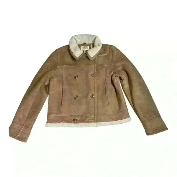 Talbots Petites Tan Faux Suede Jacket with Sherpa Lining Size L - Picture 3 of 8